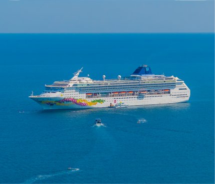 Cruise ship on blue ocean waters