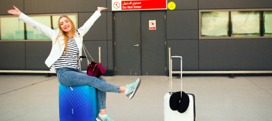 Airport terminal and departing flights
