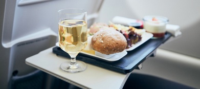 Airline meal served during a flight
